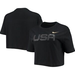 NEW W Nike Black + Raised “USA” Graphic Athleisure Short Sleeve Crop Top - XL